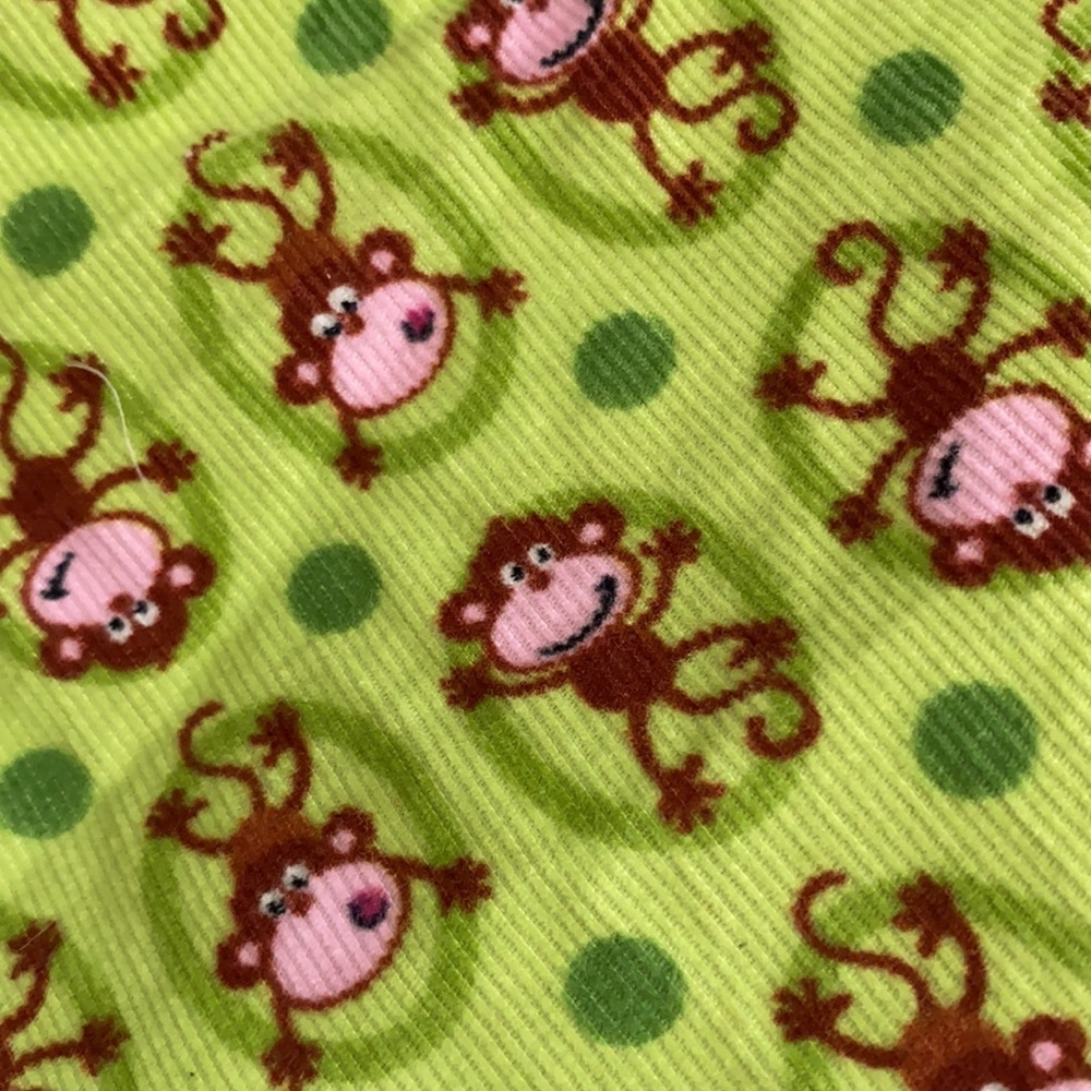 {VTG} CR Kids | Monkey & Polka Dot Wide Leg Corduroy Pants Ruffle Pocket Green 5 - Picture 2 of 15
